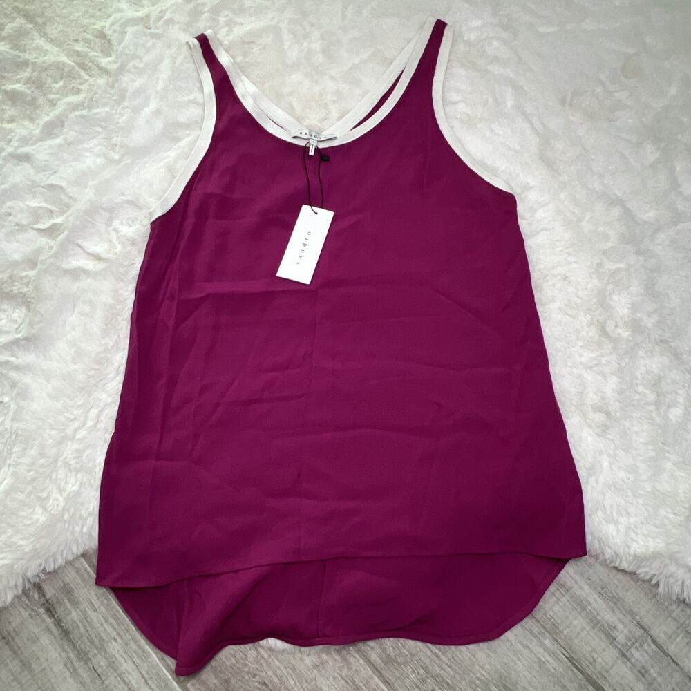 SANDRO Paris-Women's Viscose Sleeveless Tank Top-Purple-Size 3-Brand New W/Tag’s